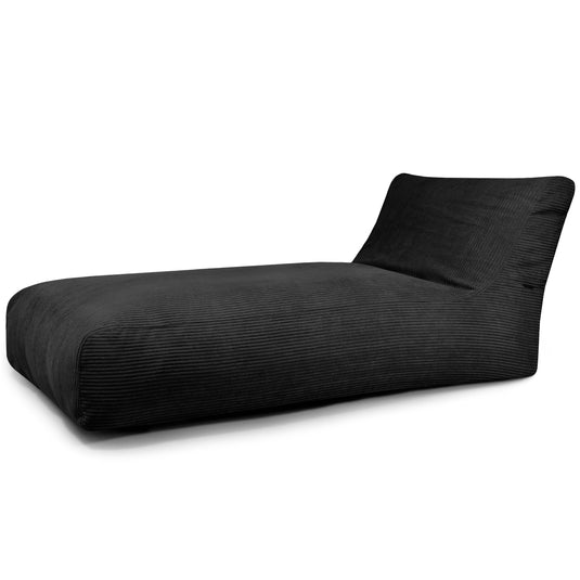 Pouf Bain de Soleil en Velours Côtelé Noir Profond