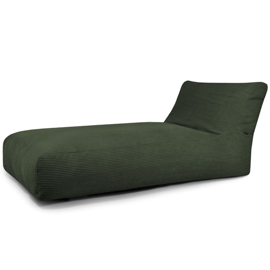 Pouf Bain de Soleil en Velours Côtelé Vert Forêt