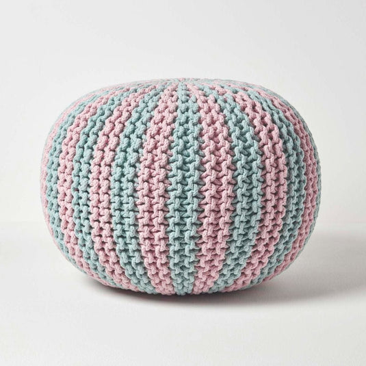 Pouf Bonbon Bleu et rose / 35 x 40