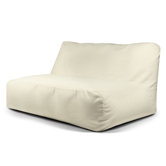 Pouf Canapé 3 places en Bouclette Blanc Cassé