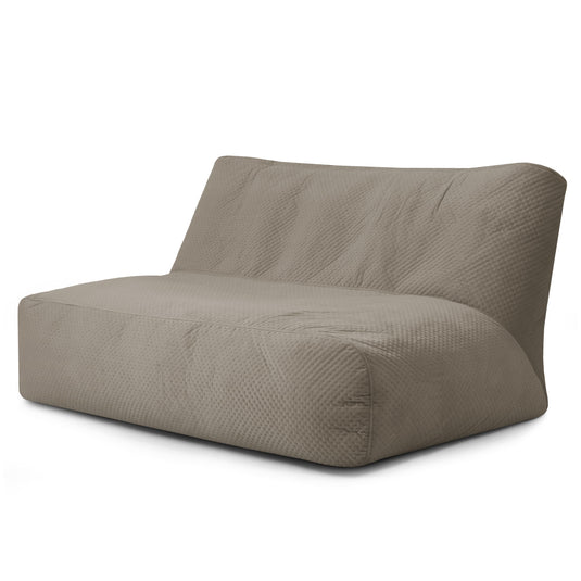 Pouf Canapé 3 places en Velours Capitonné Marron Taupe