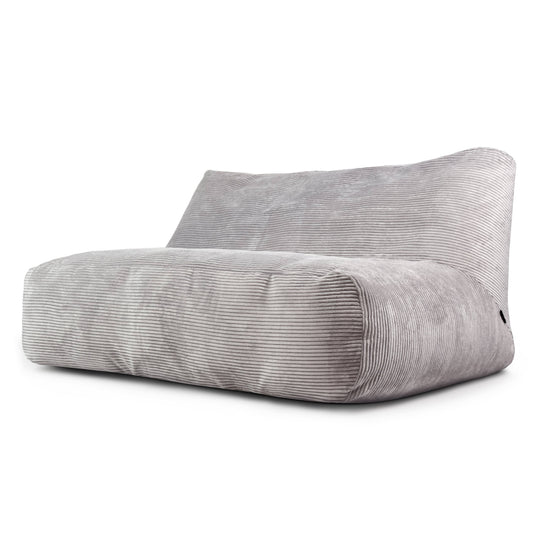 Pouf Canapé 3 places en Velours Côtelé Gris Perle