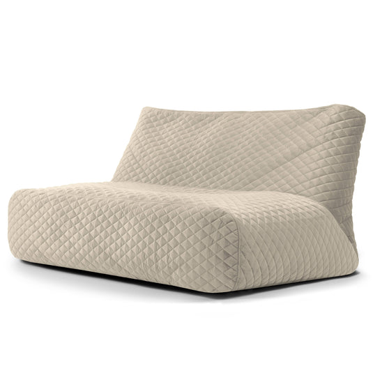 Pouf Canapé 3 places en Velours Matelassé Beige Crème