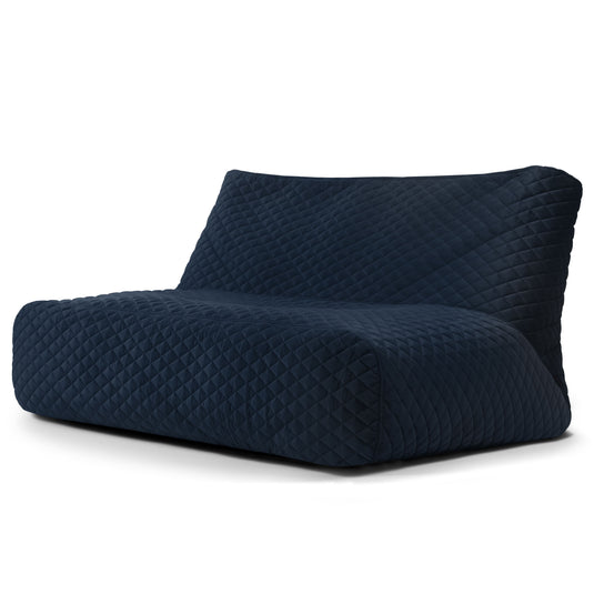 Pouf Canapé 3 places en Velours Matelassé Bleu Marine