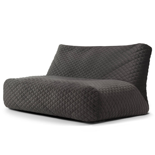 Pouf Canapé 3 places en Velours Matelassé Gris Anthracite