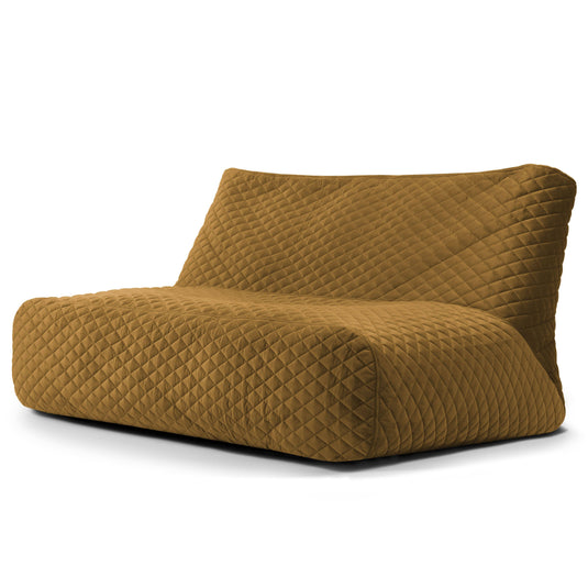 Pouf Canapé 3 places en Velours Matelassé Jaune Ocre