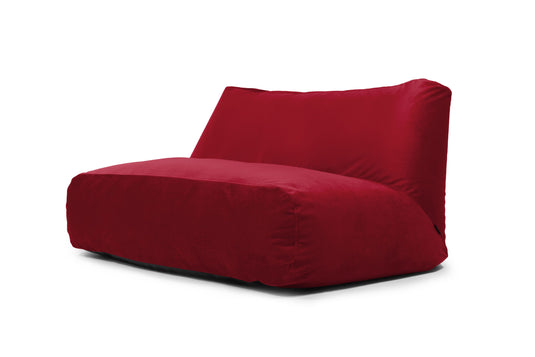 Pouf Canapé 3 places en Velours Rouge Rubis