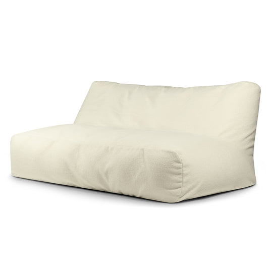 Pouf Canapé 4 places en Bouclette Blanc Cassé