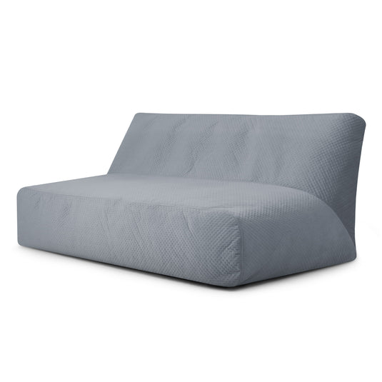 Pouf Canapé 4 places en Velours Capitonné Bleu Gris