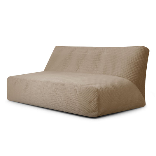 Pouf Canapé 4 places en Velours Capitonné Marron Café