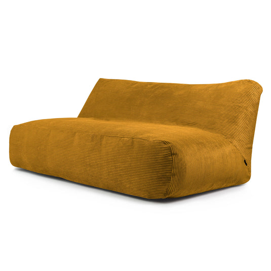 Pouf Canapé 4 places en Velours Côtelé Jaune Ocre
