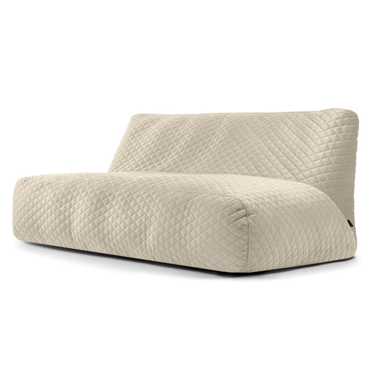 Pouf Canapé 4 places en Velours Matelassé Beige Crème