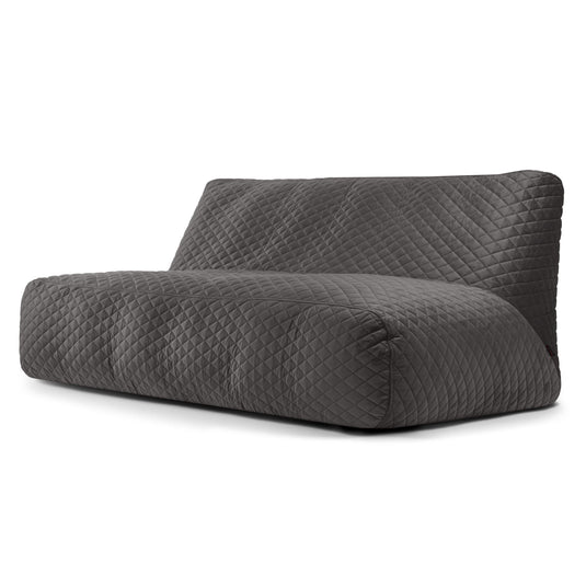Pouf Canapé 4 places en Velours Matelassé Gris Anthracite