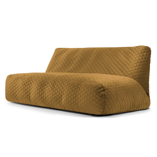 Pouf Canapé 4 places en Velours Matelassé Jaune Ocre