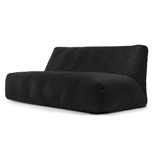 Pouf Canapé 4 places en Velours Matelassé Noir Profond