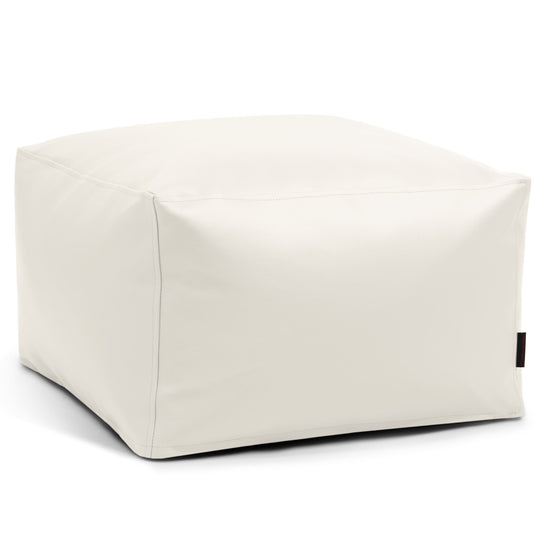 Pouf Carré Cuir Blanc Neige