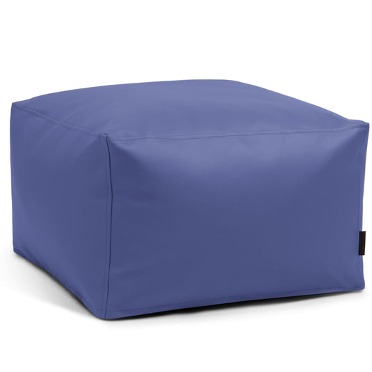 Pouf Carré Cuir Bleu de France