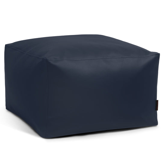 Pouf Carré Cuir Bleu Marine
