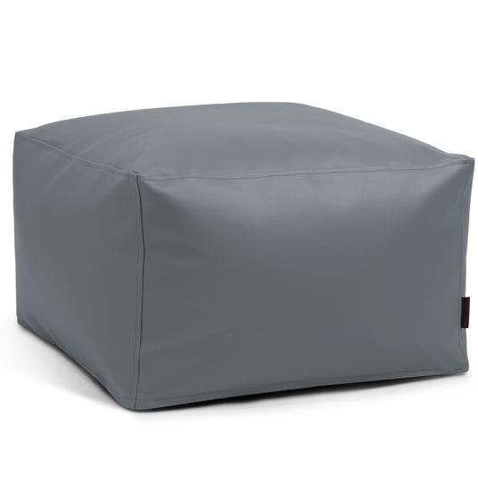 Pouf Carré Cuir Gris Acier