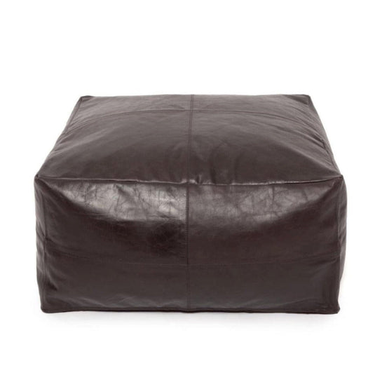 Pouf Carré Cuir Marron