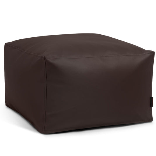 Pouf Carré Cuir Marron Chocolat
