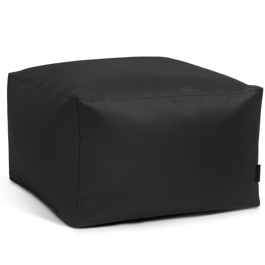 Pouf Carré Cuir Noir Profond