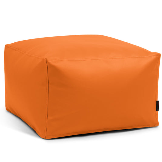 Pouf Carré Cuir Orange Abricot