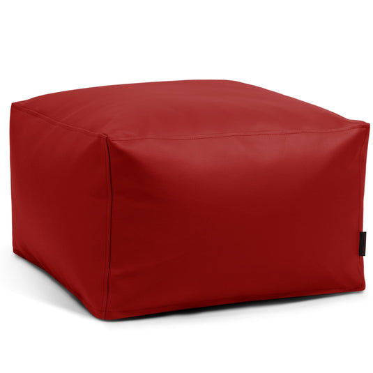 Pouf Carré Cuir Rouge Bordeaux