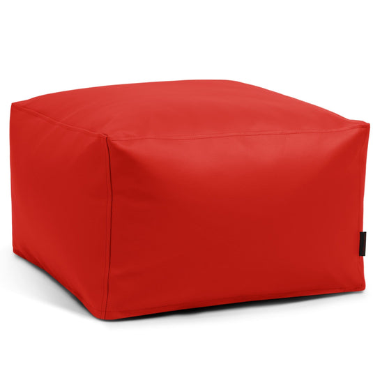 Pouf Carré Cuir Rouge Garance