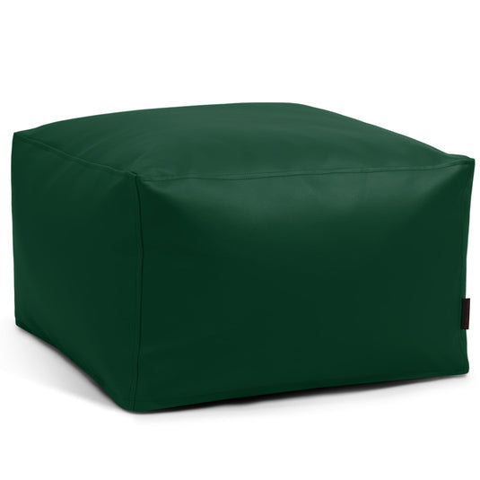 Pouf Carré Cuir Vert Fôret