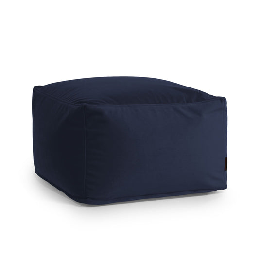 Pouf Carré en Velours Bleu Marine