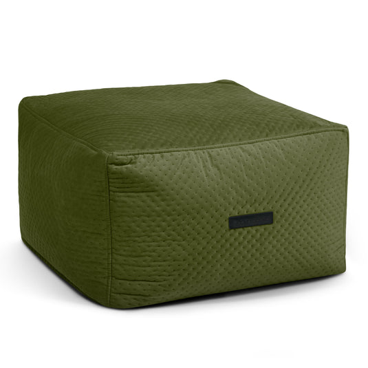 Pouf Carré en Velours Capitonné Vert Forêt