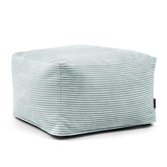 Pouf Carré en Velours Côtelé Vert d'eau