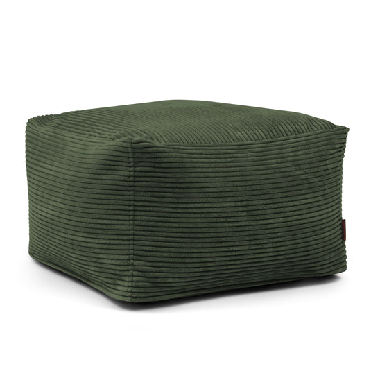 Pouf Carré en Velours Côtelé Vert Forêt
