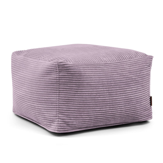 Pouf Carré en Velours Côtelé Violet Lavande