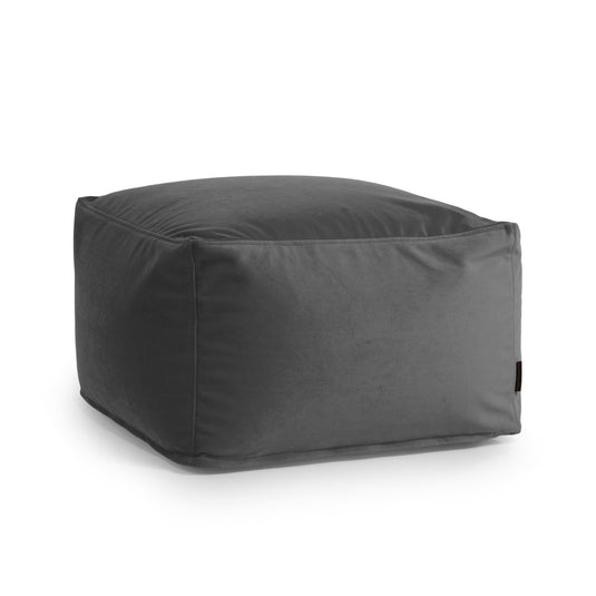 Pouf Carré en Velours Gris Anthracite