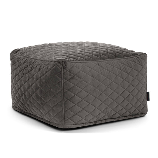 Pouf Carré en Velours Matelassé Gris Anthracite