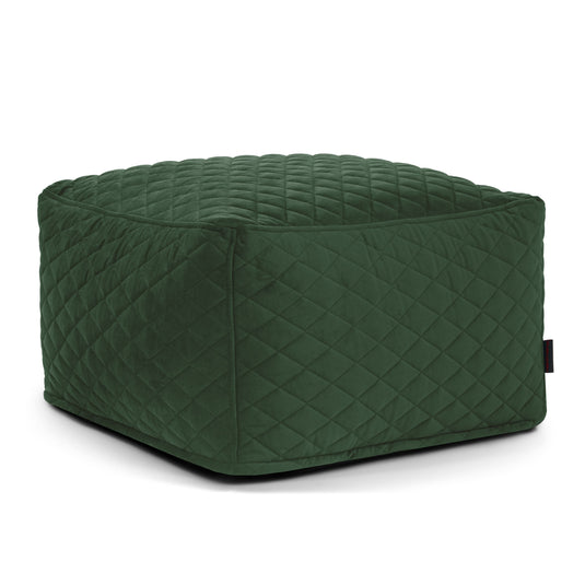Pouf Carré en Velours Matelassé Vert Forêt