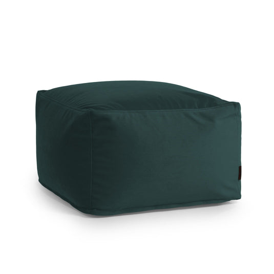 Pouf Carré en Velours Vert Emeraude