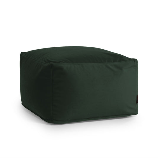 Pouf Carré en Velours Vert Forêt