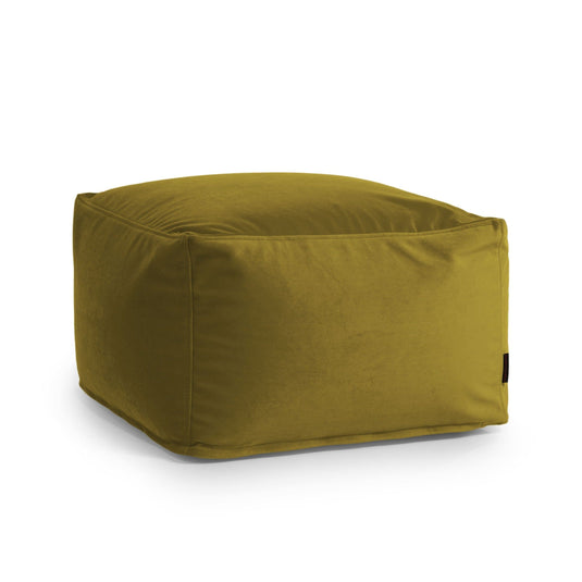 Pouf Carré en Velours Vert Olive