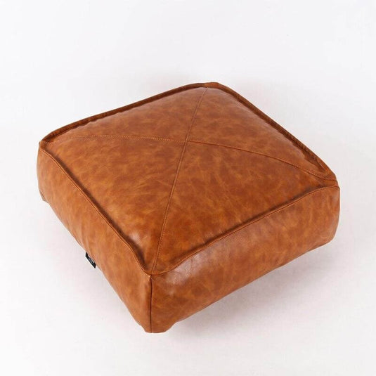 Pouf Carré Repose Pied Marocain Marron Clair