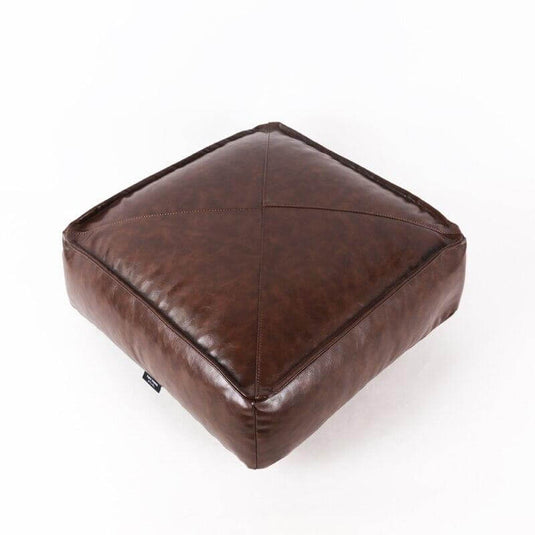 Pouf Carré Repose Pied Marocain Marron Foncé