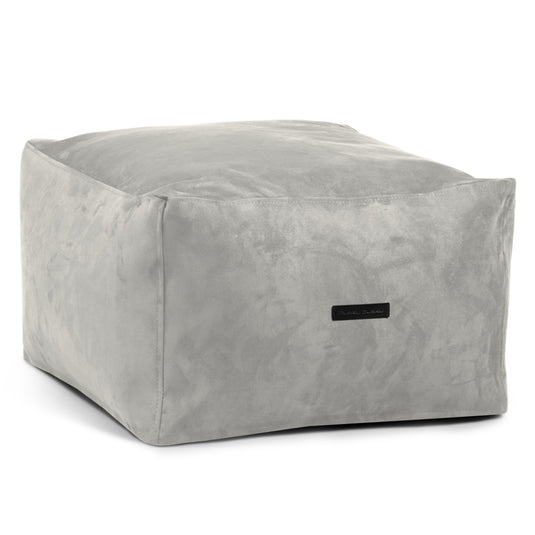 Pouf Carré Suede Gris Perle