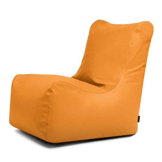 Pouf Chaise Cuir Orange Mandarine