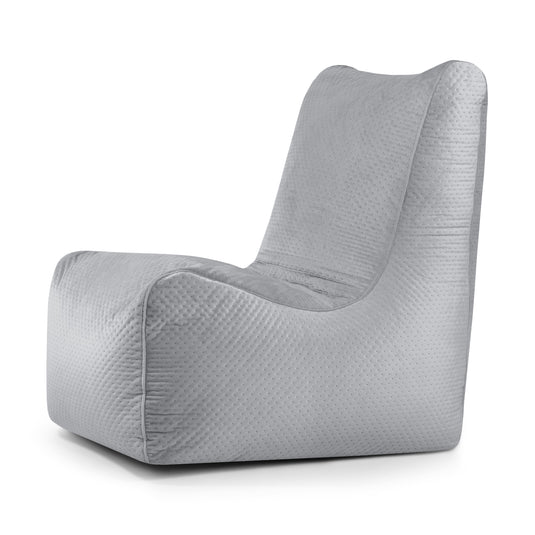 Pouf Chaise en Velours Capitonné Gris Perle