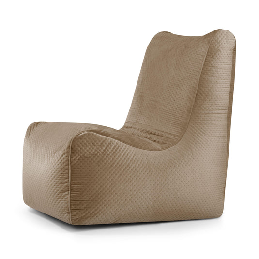 Pouf Chaise en Velours Capitonné Marron Café