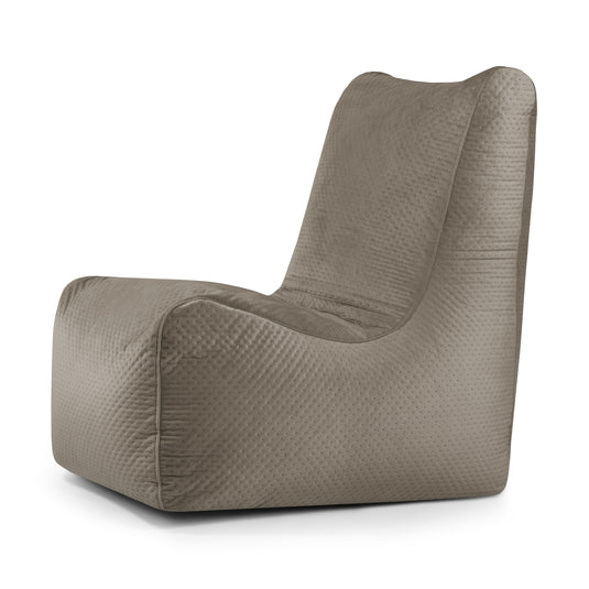 Pouf Chaise en Velours Capitonné Marron Taupe