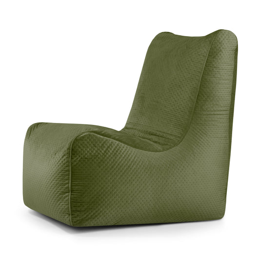 Pouf Chaise en Velours Capitonné Vert Forêt