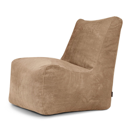 Pouf Chaise en Velours Côtelé Marron Noisette